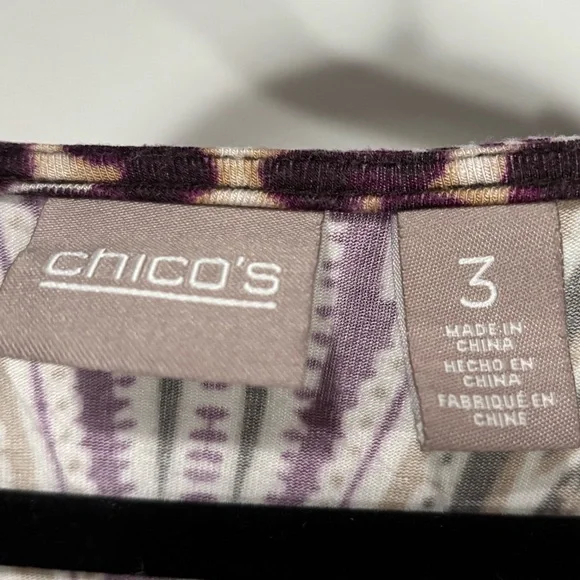 Chico's Purple and Brown Patterned Blouse - Picture 2 of 8